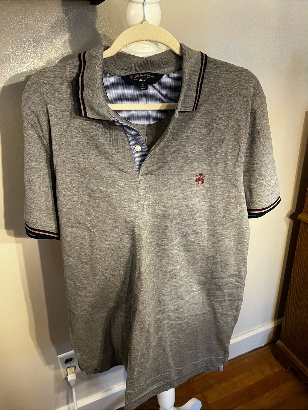 Men’s Brooks Brothers Slim Fit Grey Supima Cotton Polo size L